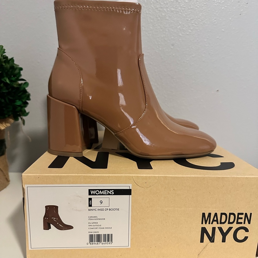 Madden NYC Zip Booties (Caramel Color)